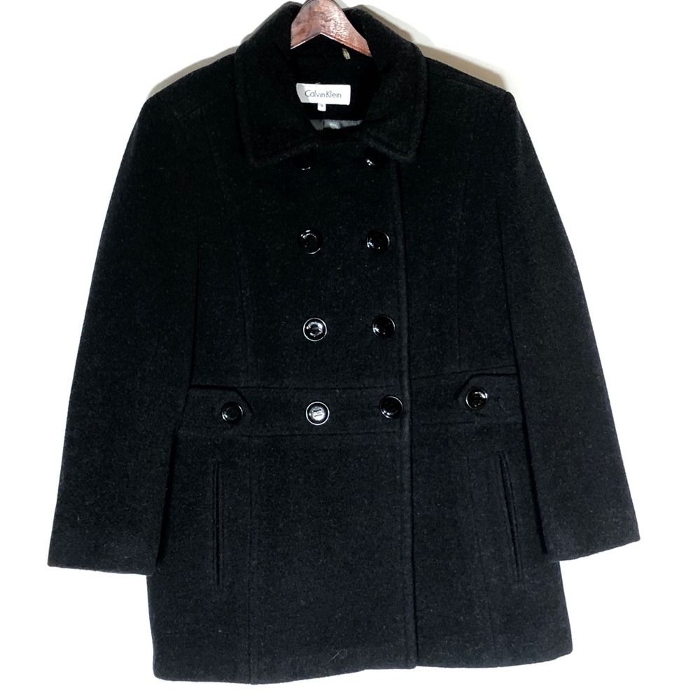 Calvin Klein Women’s  Pea Coat Black Wool 10